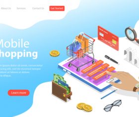 Mobile shopping business template vector