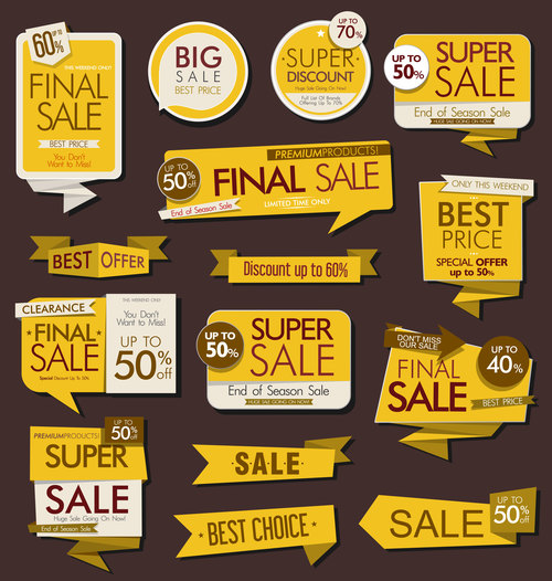 Modern sale stickers and tags colorful collection vector