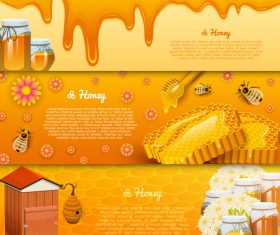 Natural honey banners design vectors 01