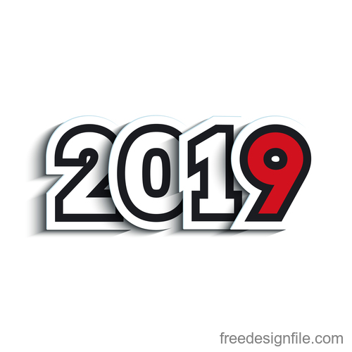 New year 2019 sticker design vector