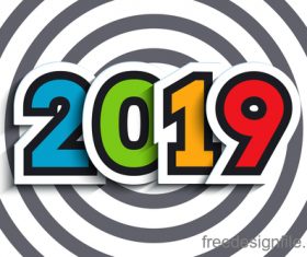 New year 2019 with striped background vector 02