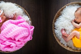 Newborn twin brother Stock Photo 01