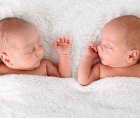 Newborn twin brother Stock Photo 02