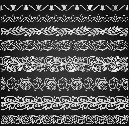 Ornamental border patterns vectors set 02