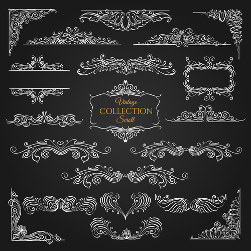 Ornate scroll elements collection vector
