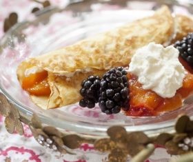Pancakes with fruit jam and berries Stock Photo 01