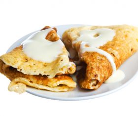 Pancakes with fruit jam and berries Stock Photo 05