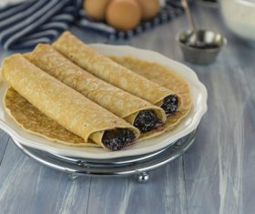 Pancakes with fruit jam and berries Stock Photo 06