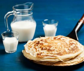 Pancakes with fruit jam and berries Stock Photo 07