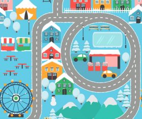 Panorama of the city winter vector 03