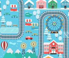 Panorama of the city winter vector 04