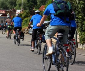 People ride mountain bike Stock Photo 01