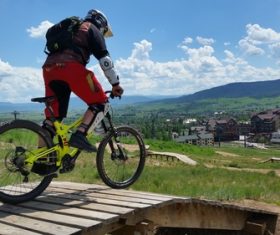 People ride mountain bike Stock Photo 07