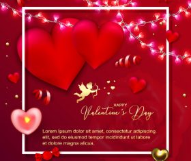 Petal lamp with valentines day card vectors