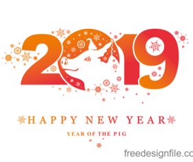 Pig 2019 Happy New Year design vectors