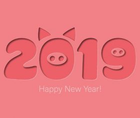 Pink background with 2019 year of the pig vector