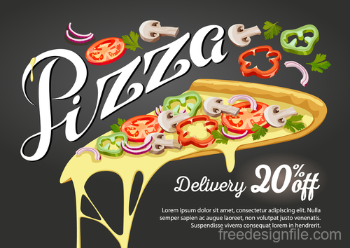 Pizza discount poster vector
