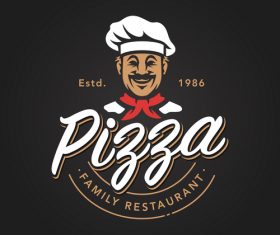 Pizza logo emblem vector 03