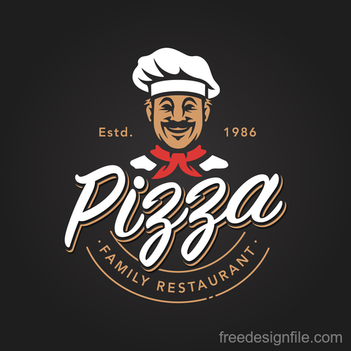 Pizza logo emblem vector 03