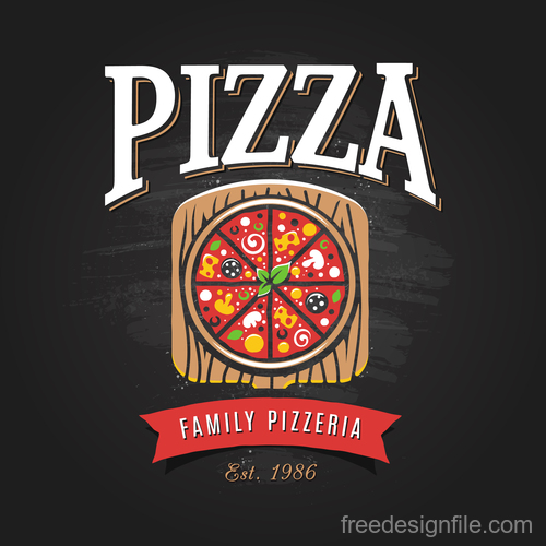 Pizza logo emblem vector 05