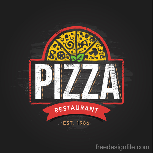 Pizza logo emblem vector 06