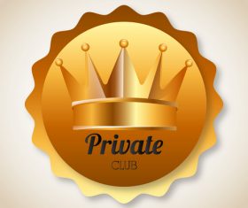 Private club badge golden vector
