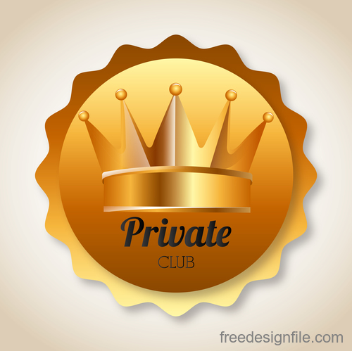 Private club badge golden vector