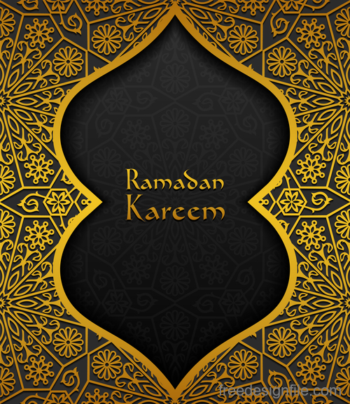 Ramadan kareem golden decor background vector 03