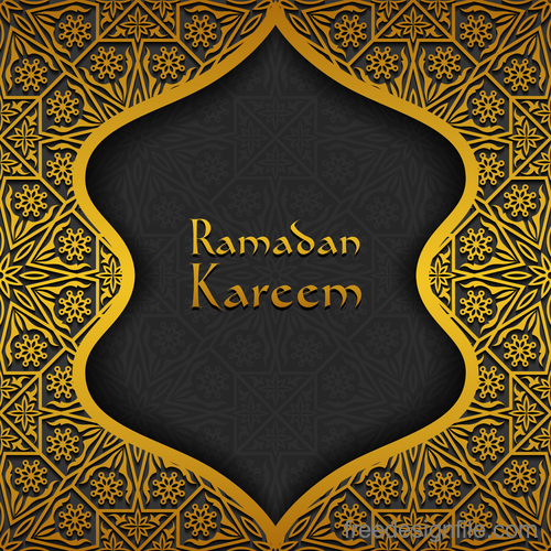 Ramadan kareem golden decor background vector 05