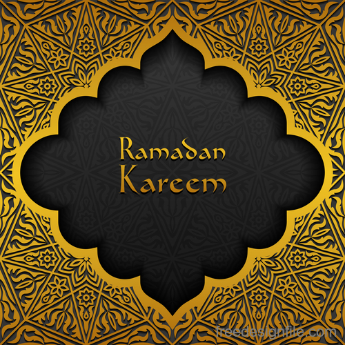 Ramadan kareem golden decor background vector 06