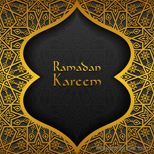 Ramadan kareem golden decor background vector 09