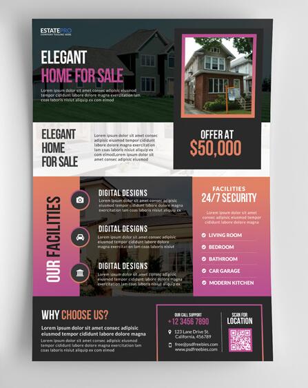 Real Estate Flyer and Poster PSD Template