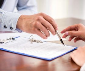 Realtor trader manager rental real estate property Stock Photo 06