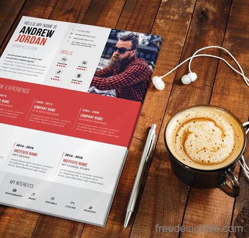 Red Styles Resume CV PSD Template