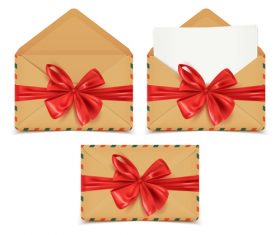 Red bows with envelope vector material