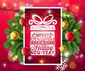 Red chrismtas card template set vectors 02