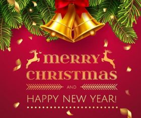 Red chrismtas card template set vectors 04