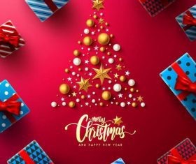 Red chrismtas card template set vectors 05