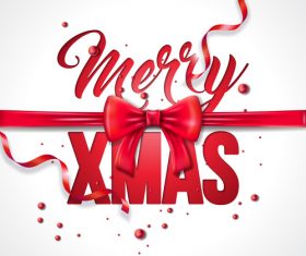 Red christmas bows with xams design vector