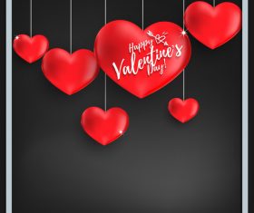 Red heart shape with black valentines day background vector 01