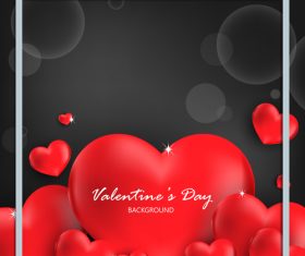 Red heart shape with black valentines day background vector 02