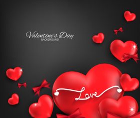 Red heart shape with black valentines day background vector 03