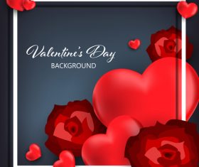 Red heart shape with black valentines day background vector 04