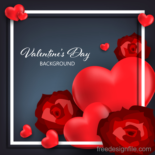 Red heart shape with black valentines day background vector 04