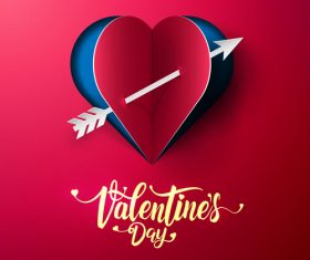 Red paper Valentines day card vectors