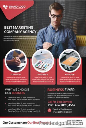Red with Black Business Flyer and Poster PSD Template