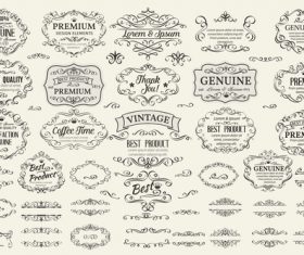 Retro labels design vector set 2