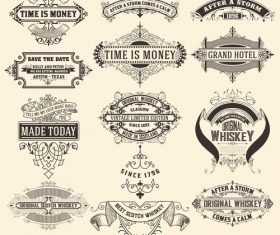 Retro labels design vector set 4