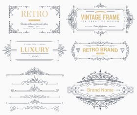 Retro labels design vector set 5