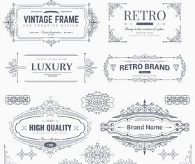 Retro labels design vector set 6